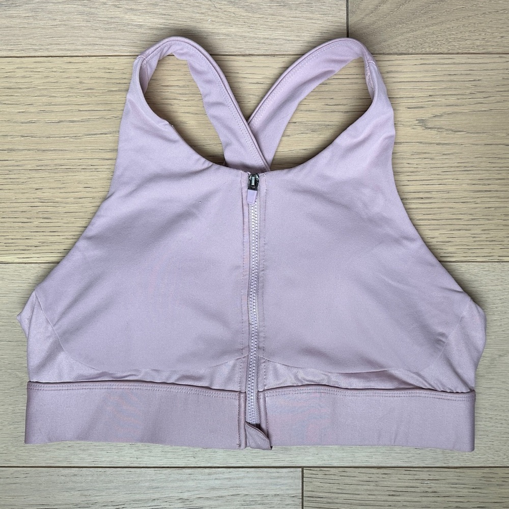 Fabletics Ellie Zip-Up No Bounce Sports Bra Light Mauve High Impact Size XL